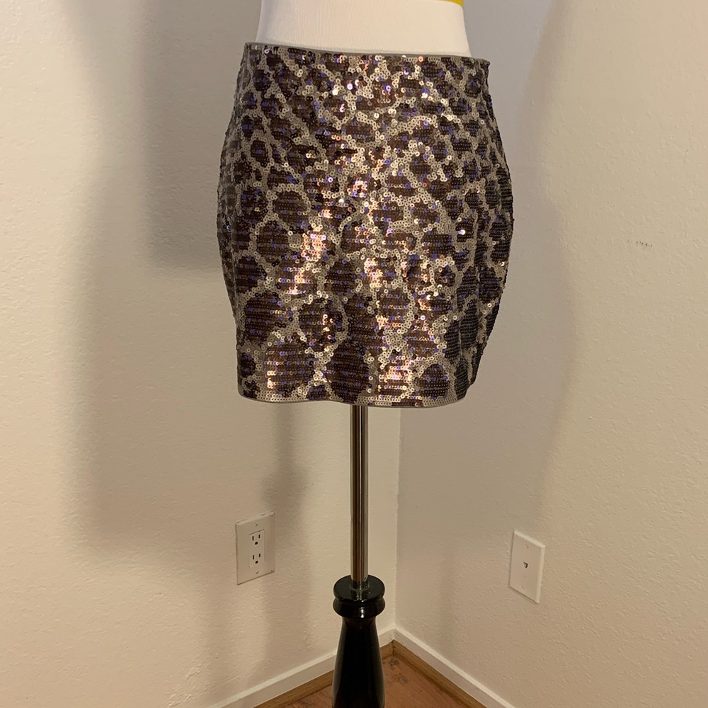 NWT Express Grey, Bronze and Electric Blue Sequin Mini Skirt-NWT